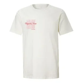 Camiseta reversible de manga corta con estampado de letras, color blanco cremoso