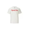 Camiseta reversible de manga corta con estampado de letras, color blanco cremoso