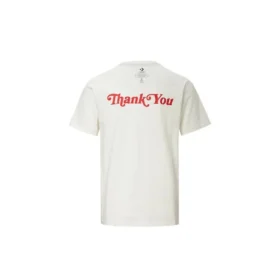 Camiseta reversible de manga corta con estampado de letras, color blanco cremoso