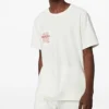 Camiseta reversible de manga corta con estampado de letras, color blanco cremoso