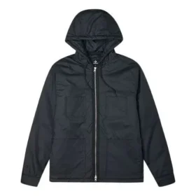 Chaqueta acolchada de manga larga con capucha y bolsillos tipo cargo Converse Casual para hombre, color negro