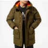 Chaqueta acolchada de plumón de longitud media, tallas asiáticas, «Verde oliva»