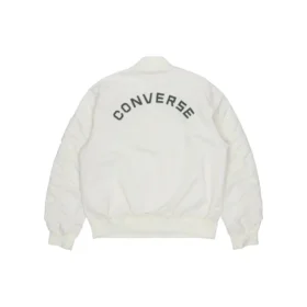 Chaqueta aviador retro deportiva holgada con logotipo SS22, estilo para pareja, color blanco