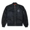 Chaqueta aviador retro deportiva holgada con logotipo SS22, unisex, negra