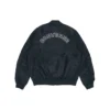 Chaqueta aviador retro deportiva holgada con logotipo SS22, unisex, negra