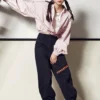 Chaqueta casual con logo pequeño Rosa Morado