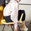 Chaqueta casual con logo pequeño Rosa Morado