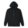 Chaqueta con capucha, cremallera y mangas largas de color liso, estilo para pareja, negra
