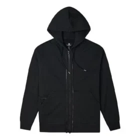 Chaqueta con capucha, cremallera y mangas largas de color liso, estilo para pareja, negra