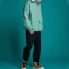 Chaqueta con capucha y bolsillos casual Converse para hombre, azul lavado
