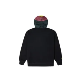 Chaqueta con capucha y cremallera con costuras en contraste, estilo para pareja, color negro