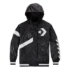 Chaqueta con capucha y logotipo deportiva informal Negra