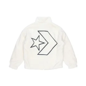 Chaqueta con cuello alto holgado y logotipo Stay Warm, tallas asiáticas, «Blanco»