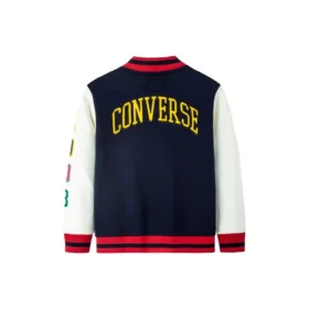 Chaqueta de béisbol bordada con bloques de color Tallas asiáticas «Azul marino, blanco, rojo»