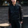 Chaqueta de béisbol deportiva informal con cuello de pie, tallas asiáticas «Negro»