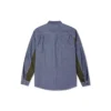 Chaqueta de camisa tejida para hombre Converse Flowers con logo pequeño, estilo retro, con empalmes y colores contrastantes, azul
