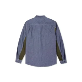 Chaqueta de camisa tejida para hombre Converse Flowers con logo pequeño, estilo retro, con empalmes y colores contrastantes, azul