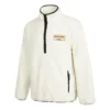 Chaqueta de cuello alto con media cremallera y logo Converse para hombre, de lana de cordero, color blanco cremoso