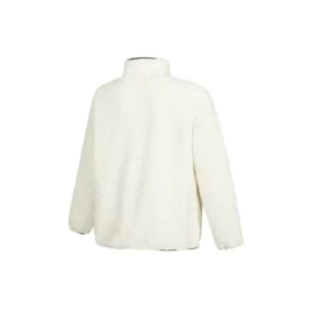 Chaqueta de cuello alto con media cremallera y logo Converse para hombre, de lana de cordero, color blanco cremoso