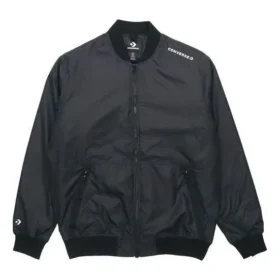 Chaqueta de hombre Converse Aviator para béisbol, tejida, cortavientos y con cremallera, negro otoñal