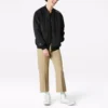 Chaqueta de hombre Converse Aviator para béisbol, tejida, cortavientos y con cremallera, negro otoñal