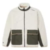 Chaqueta de lana de cordero con costuras en contraste de estilo retro, color blanco