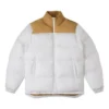 Chaqueta de plumón con bloques de color Tallas asiáticas «Blanco y marrón claro»
