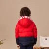 Chaqueta de plumón con capucha y forro polar con insignia del logotipo. Tallas asiáticas «Rojo Negro»