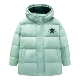 Chaqueta de plumón con logo impreso, tallas asiáticas «Verde Negro»