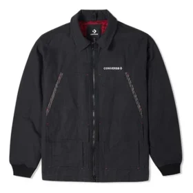 Chaqueta deportiva con solapa y estampado del logotipo de la serie de Año Nuevo, negro oscuro