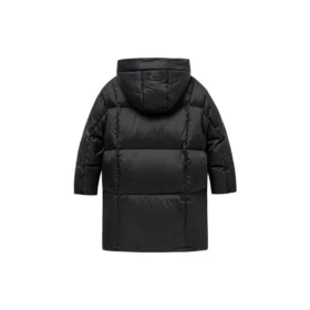 Chaqueta larga con capucha y logotipo, tallas asiáticas «Negro-Blanco»