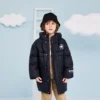 Chaqueta larga con capucha y logotipo, tallas asiáticas «Negro-Blanco»