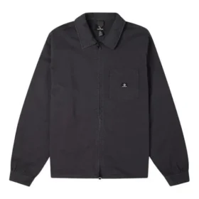 Chaqueta lavada con bolsillo en el pecho, estilo para pareja, negra