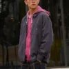 Chaqueta lavada con bolsillo en el pecho, estilo para pareja, negra