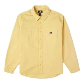 Chaqueta retro de manga larga con botones y tejido casual para hombre de Converse, color dorado