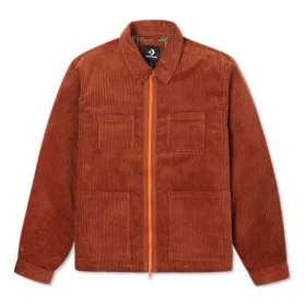Chaqueta retro de pana lisa rojo marrón