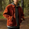 Chaqueta retro de pana lisa rojo marrón