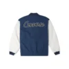Chaqueta tejida con puntada de cadena, tallas asiáticas «Azul y blanco»