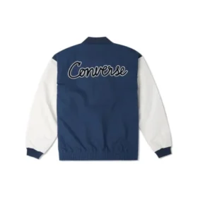 Chaqueta tejida con puntada de cadena, tallas asiáticas «Azul y blanco»