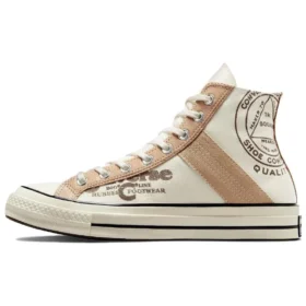 Chuck 70 con revestimiento de cuero, caña alta «Egret Champagne Tan»