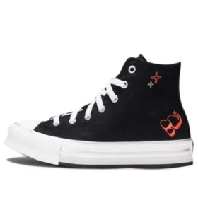Chuck Taylor All Star con plataforma de EVA y corazón Y2K, caña alta «Negro»