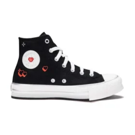 Chuck Taylor All Star con plataforma de EVA y corazón Y2K, caña alta «Negro»