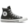 Chuck Taylor All Star Mission-V de piel, caña alta, suela con patrón ondulado, negro y blanco «Black White»