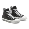 Chuck Taylor All Star Mission-V de piel, caña alta, suela con patrón ondulado, negro y blanco «Black White»