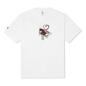 Converse para hombre, camiseta deportiva de cuello redondo, transpirable, manga corta, color blanco