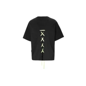 Diseño con cordones en la espalda, manga corta, negro