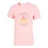Estampado de letras, cuello redondo, manga corta, rosa