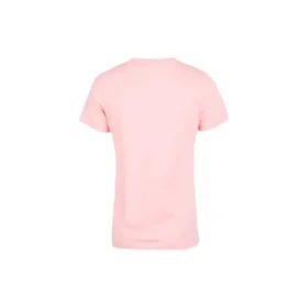 Estampado de letras, cuello redondo, manga corta, rosa