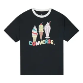 Estampado deportivo, manga corta, negro