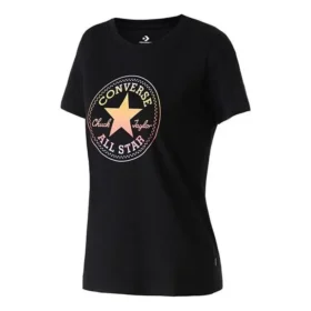 Estampado deportivo, manga corta, negro